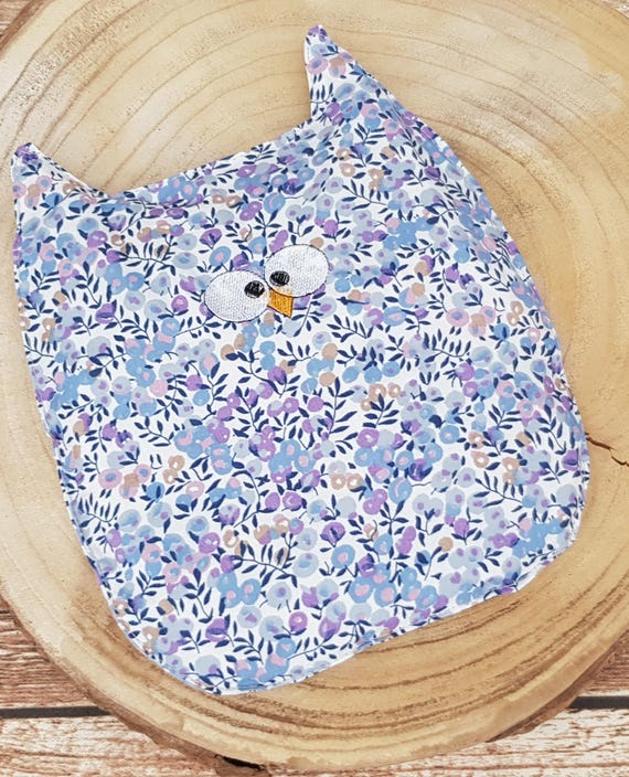 Handmade dry hot water bottle (microwaveable) – personalized embroidery & gentle soothing - Owl