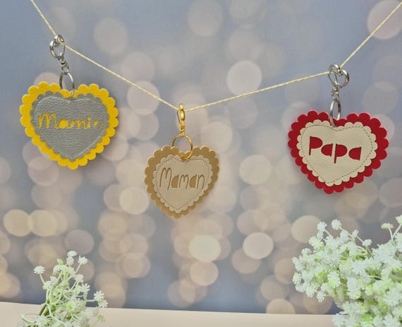 Personalized Grandma - Grandpa - Mom - Dad - Nanny - Teacher Keychain - Names embroidered on the back