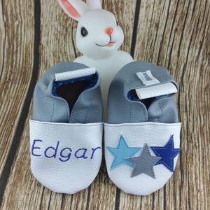 Soft leather slippers, imitation leather, baby slipper, boy slipper, girl slipper, children's slipper, personalized slipper, stars image 2