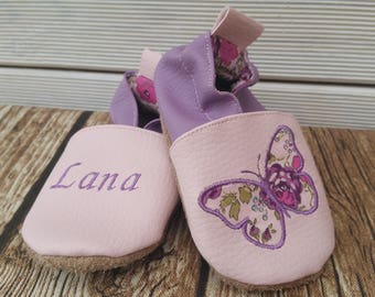 Soft leather slippers, imitation leather, baby slipper, boy slipper, girl slipper, children's slipper, personalized slipper, butterfly