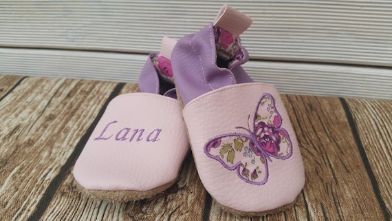 Soft leather slippers, imitation leather, baby slipper, boy slipper, girl slipper, children's slipper, personalized slipper, butterfly