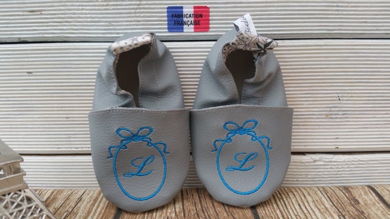 Soft leather slippers, imitation leather, baby slipper, boy slipper, girl slipper, children's slipper, personalized slipper, frame and letter