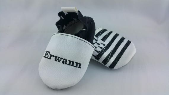 Soft leather slippers, imitation leather, baby slipper, boy slipper, girl slipper, child slipper, personalized slipper, Brittany, flag