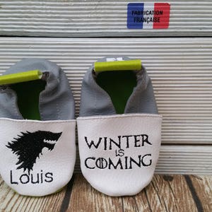 Soft leather slippers, imitation leather, baby slipper, boy slipper, girl slipper, child slipper, personalized slipper, wolf,