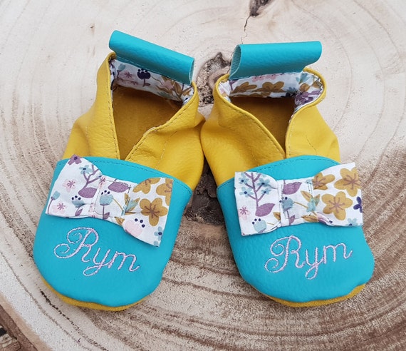 Soft leather slippers and imitation leather, baby slipper, girl slipper, children's slipper, limited edition bow