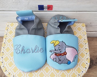 Chaussons souples enfant éléphant à personnaliser