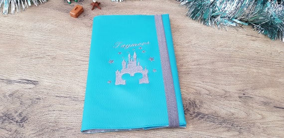 Protects leather-like health book, girl or boy, embroidered, personalized,