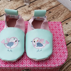 Soft leather slippers, imitation leather, baby / girl slipper, child slipper, personalized slipper, limited edition bird spring 19