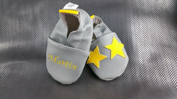 Soft leather slippers, imitation leather, baby slipper, boy slipper, girl slipper, children's slipper, personalized slipper, stars