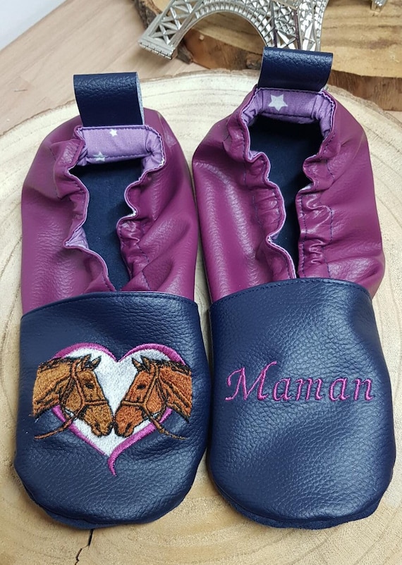 Soft leather slippers, imitation leather, adult slippers, personalized slippers, mom, horses