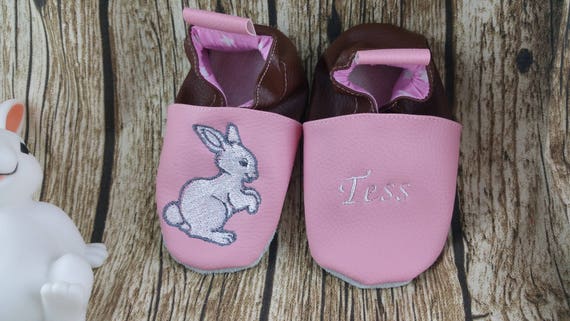 Soft leather slippers, faux leather, baby slipper, boy slipper, girl slipper, child slipper, custom slipper, rabbit