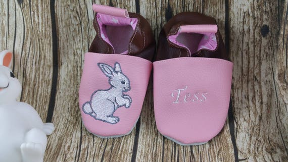 Soft leather slippers, imitation leather, baby slipper, boy slipper, girl slipper, child slipper, personalized slipper, rabbit