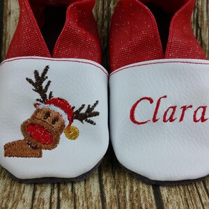 Soft leather slippers, faux leather, baby slipper, boy slipper, girl slipper, child slipper, custom slipper, Christmas image 2
