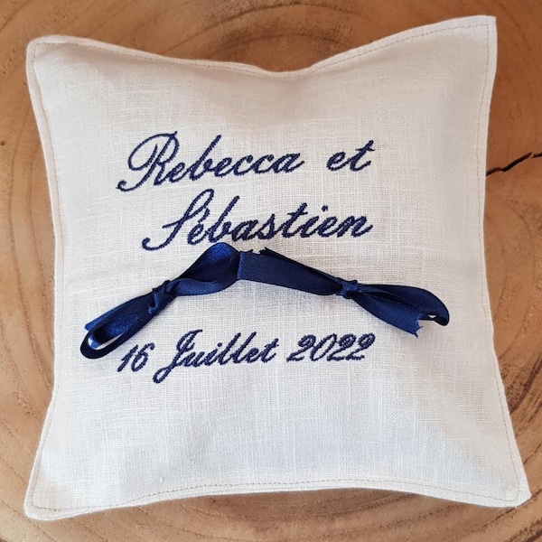 Coussin d'alliances mariage, à personnaliser, 15x15