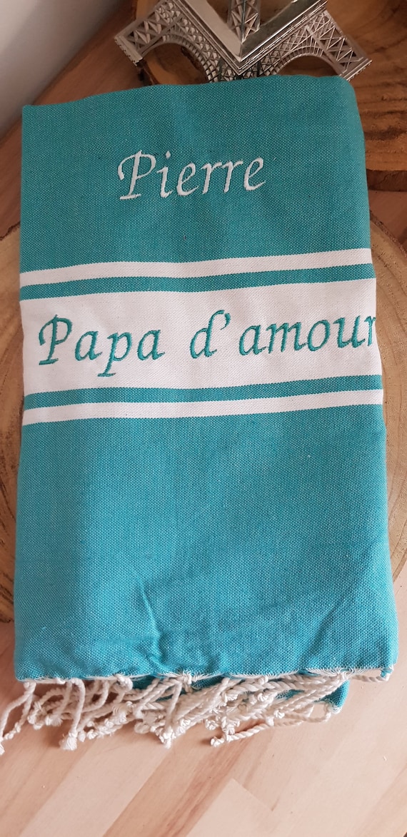 Embroidered fouta, fouta, beach towel, personalized fouta, embroidered beach towel, Father's Day