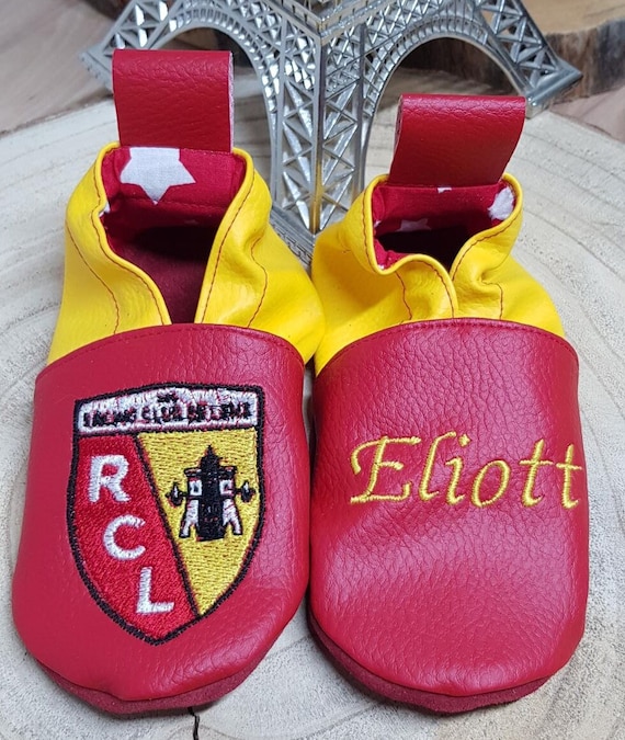 Soft leather slippers, imitation leather, baby slipper, boy slipper, girl slipper, child slipper, personalized slipper, football, Lens