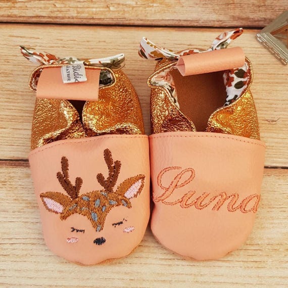 Personalized Soft Slippers, Baby, Child - Comfort and Elegance on Your Feet! -- Reindeer - Fawn