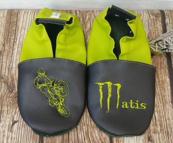 Motocross baby soft slippers, leather soft slippers, leather slippers,