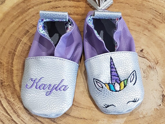 Soft leather slippers, imitation leather, baby slipper, boy slipper, girl slipper, child slipper, personalized slipper, unicorn