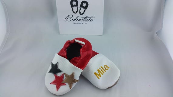 Soft leather slippers, faux leather, baby slipper, boy slipper, girl slipper, child slipper, custom slipper, stars