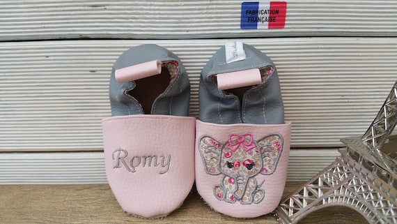 Soft leather slippers, imitation leather, baby slipper, boy slipper, girl slipper, child slipper, personalized slipper, elephant