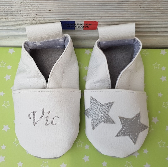 Soft leather slippers, imitation leather, baby slipper, boy slipper, girl slipper, children's slipper, personalized slipper, stars