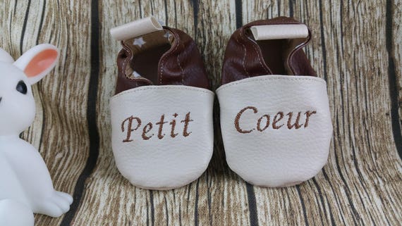 Soft leather slippers, imitation leather, baby slipper, boy slipper, girl slipper, child slipper, personalized slipper, heart