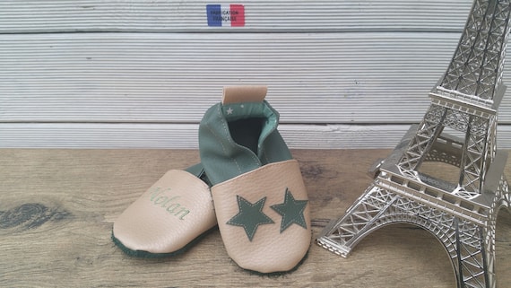 Soft leather slippers, faux leather, baby slipper, boy slipper, girl slipper, child slipper, custom slipper, stars