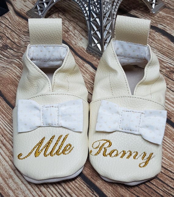 Soft leather slippers, baby slippers, children's slippers, personalized slippers, bow