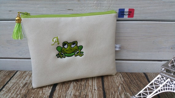 Custom frog and first name pouch