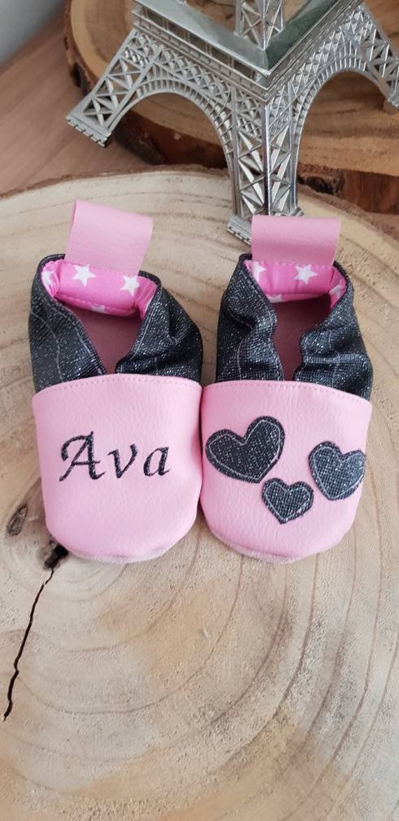 Soft leather slippers, imitation leather, baby slipper, boy slipper, girl slipper, child slipper, personalized slipper, hearts