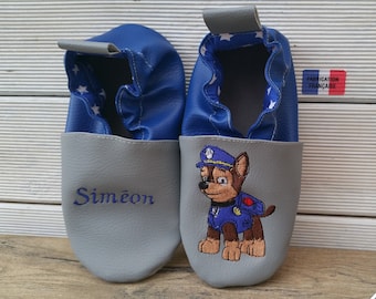 Soft leather slippers, baby slipper, child, personalized slipper, dog