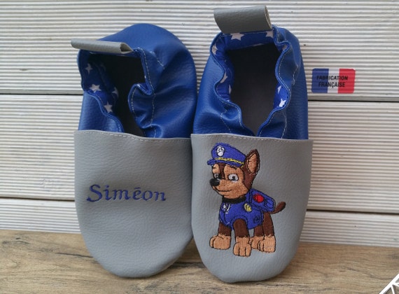 Soft leather slippers, baby slipper, child, personalized slipper, dog