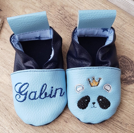 Soft leather slippers, imitation leather, baby slipper, boy slipper, girl slipper, children's slipper, personalized slipper, panda