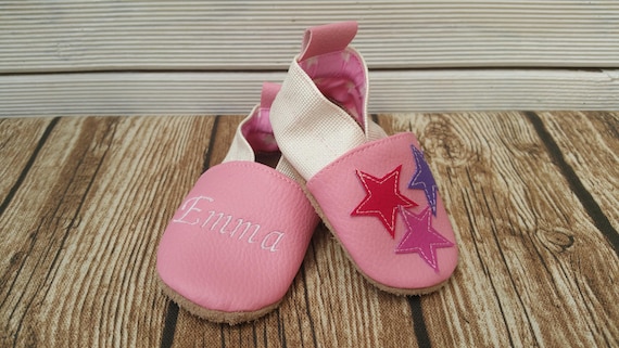 Soft leather slippers, imitation leather, baby slipper, boy slipper, girl slipper, children's slipper, personalized slipper, stars