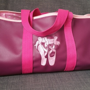 Sac polochon, simili cuir, multisports, weekend, sac de dance, brodé, personnalisé, image 1