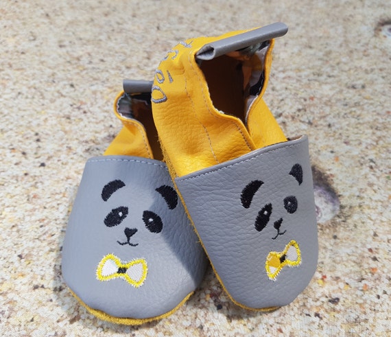 Soft leather slippers, baby slipper, child slipper, personalized slipper, panda