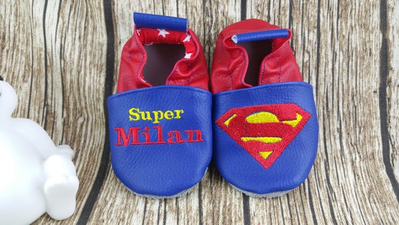 Soft leather slippers, imitation leather, baby slipper, boy slipper, girl slipper, child slipper, personalized slipper, superheroes