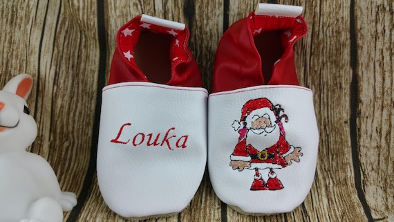 Soft leather slippers, faux leather, baby slipper, boy slipper, girl slipper, child slipper, custom slipper, Christmas