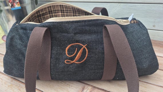 Denim duffel bag - sports bag - weekend bag - dance bag - embroidered - personalized