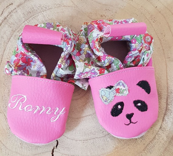 Soft leather slippers, imitation leather, baby slipper, panda, to customize