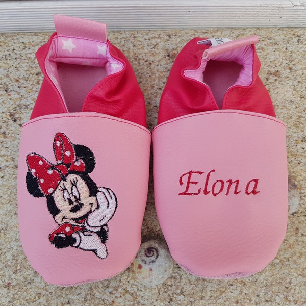 Chaussons souples cuir, simili cuir, chausson bébé, chausson garçon, chausson fille, chausson enfant, chausson personnalisé, souris