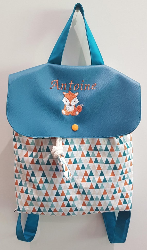 Backpack crèche / kindergarten imitation leather and cotton triangle limited edition
