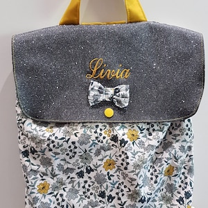 Sac à dos crèche / maternelle simili cuir et coton fleuri édition limitée