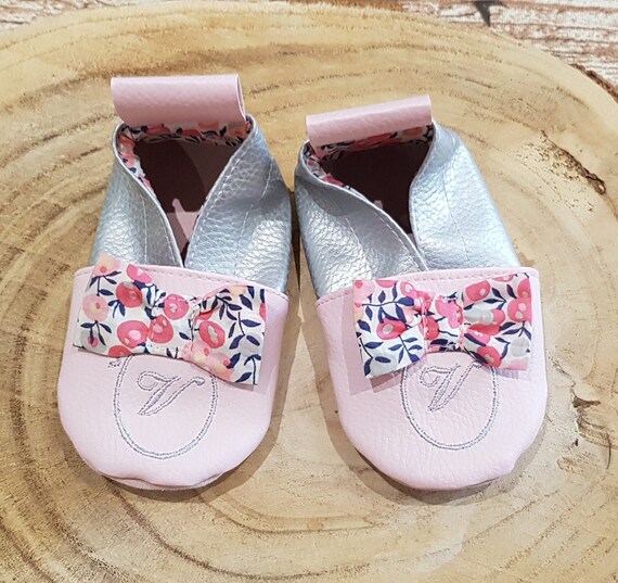 Soft slippers leather, baby, child, personalized slipper, limited edition wilt pink