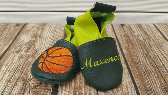 Soft leather slippers, imitation leather, baby slipper, boy slipper, girl slipper, children's slipper, personalized slipper, basketball, ball