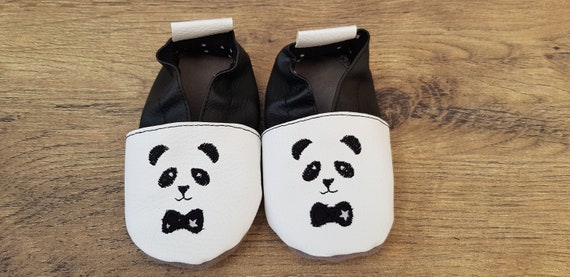panda soft leatherette slippers