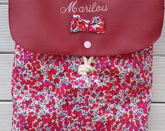 Sac à dos crèche / maternelle simili cuir et coton liberty édition limitée