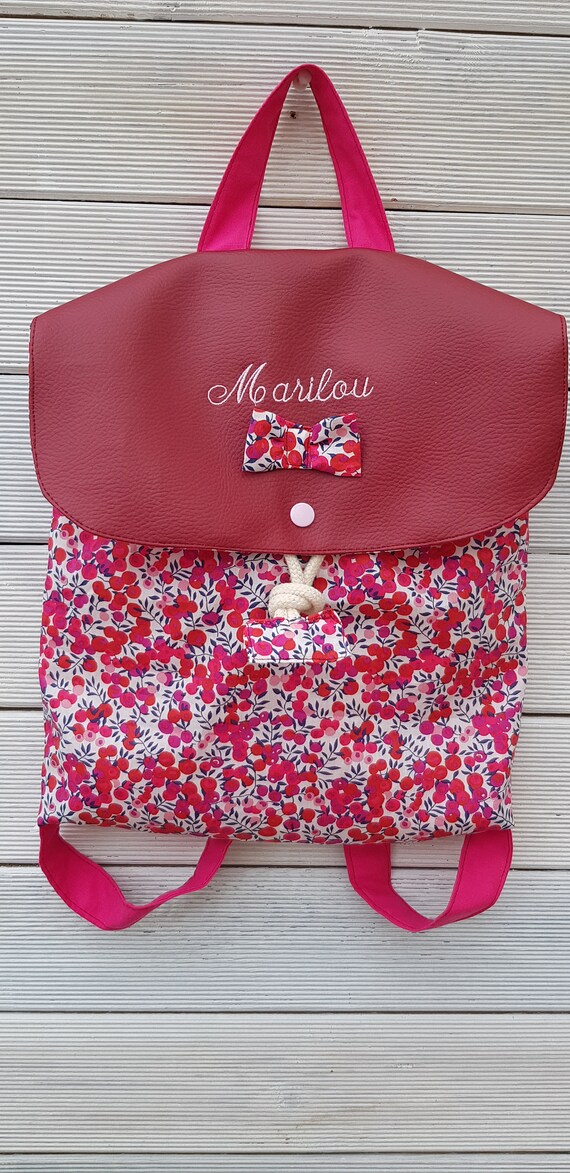 Limited edition imitation leather and liberty cotton nursery / nursery backpack