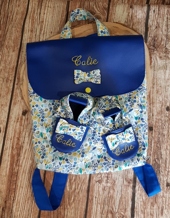 Backpack nursery / kindergarten imitation leather and cotton limited edition